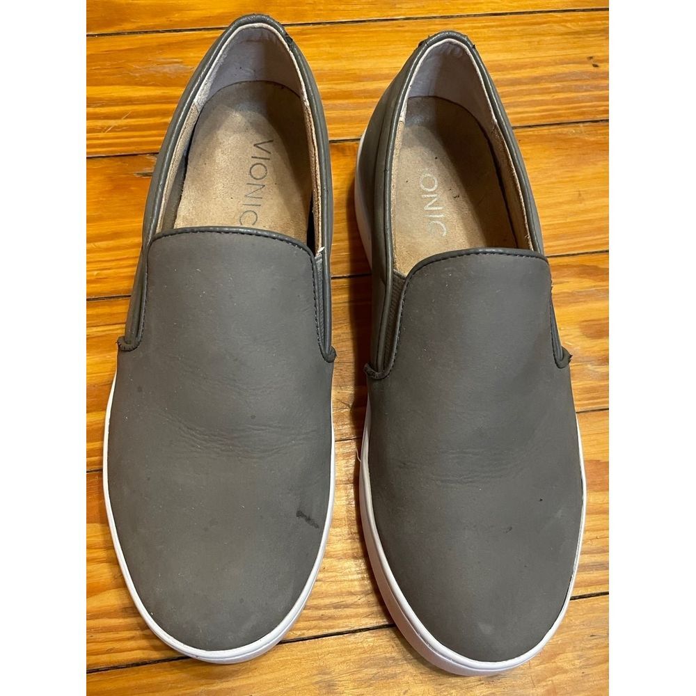 Vionic Slip-On Flats in Olive Green with White Sole - Picture 2 of 10